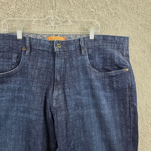 Robert Graham Men's Blue Denim Jeans Dark Indigo Stretch Geometric Size 42x36 - Picture 3 of 16